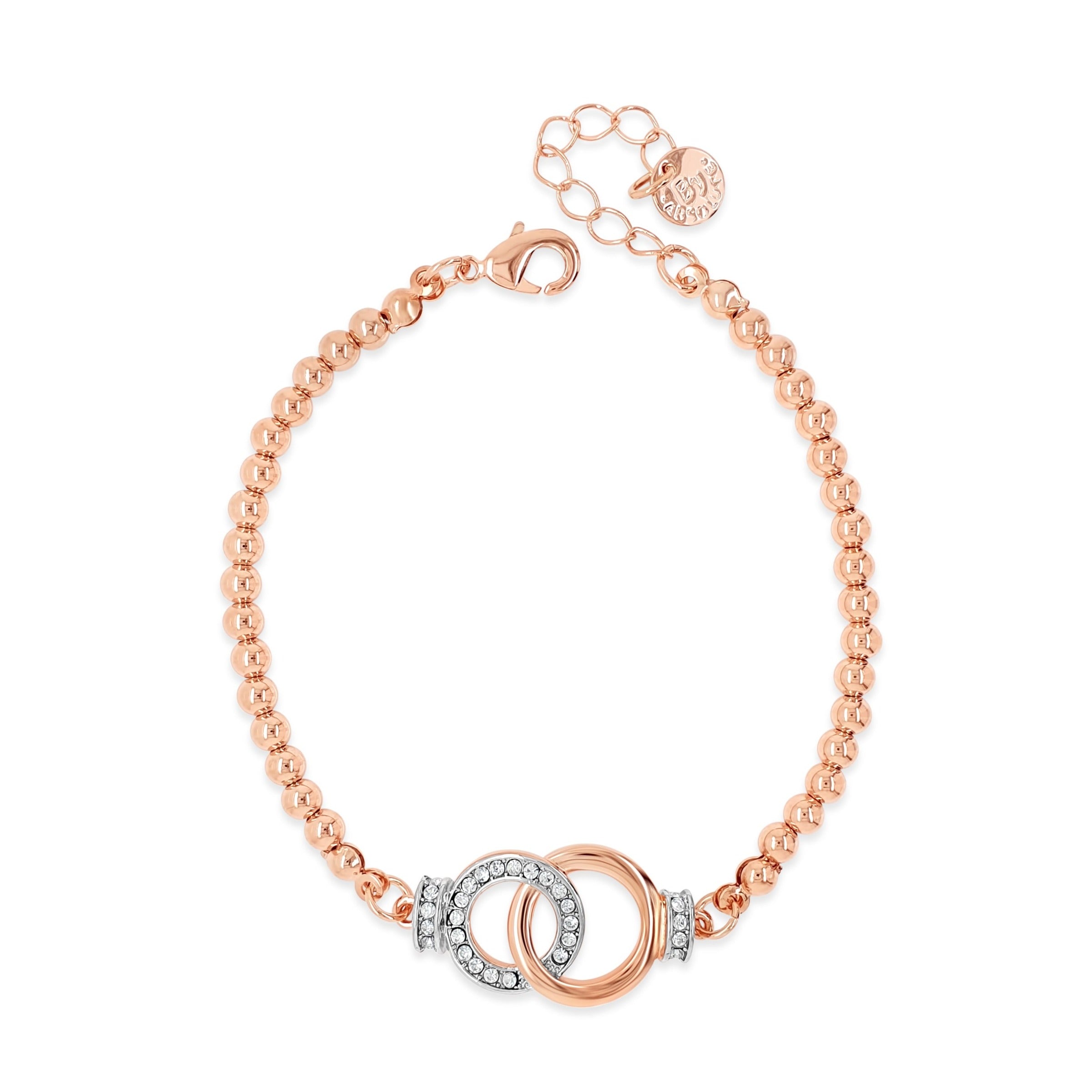 Chanelle Intercircles Rose Gold Beaded Bracelet